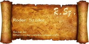 Roder Szidor névjegykártya
